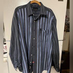 Phat‎ Farm Classics Mens Button Up DressShirt Size 2XL Long Sleeve Blue Stripped